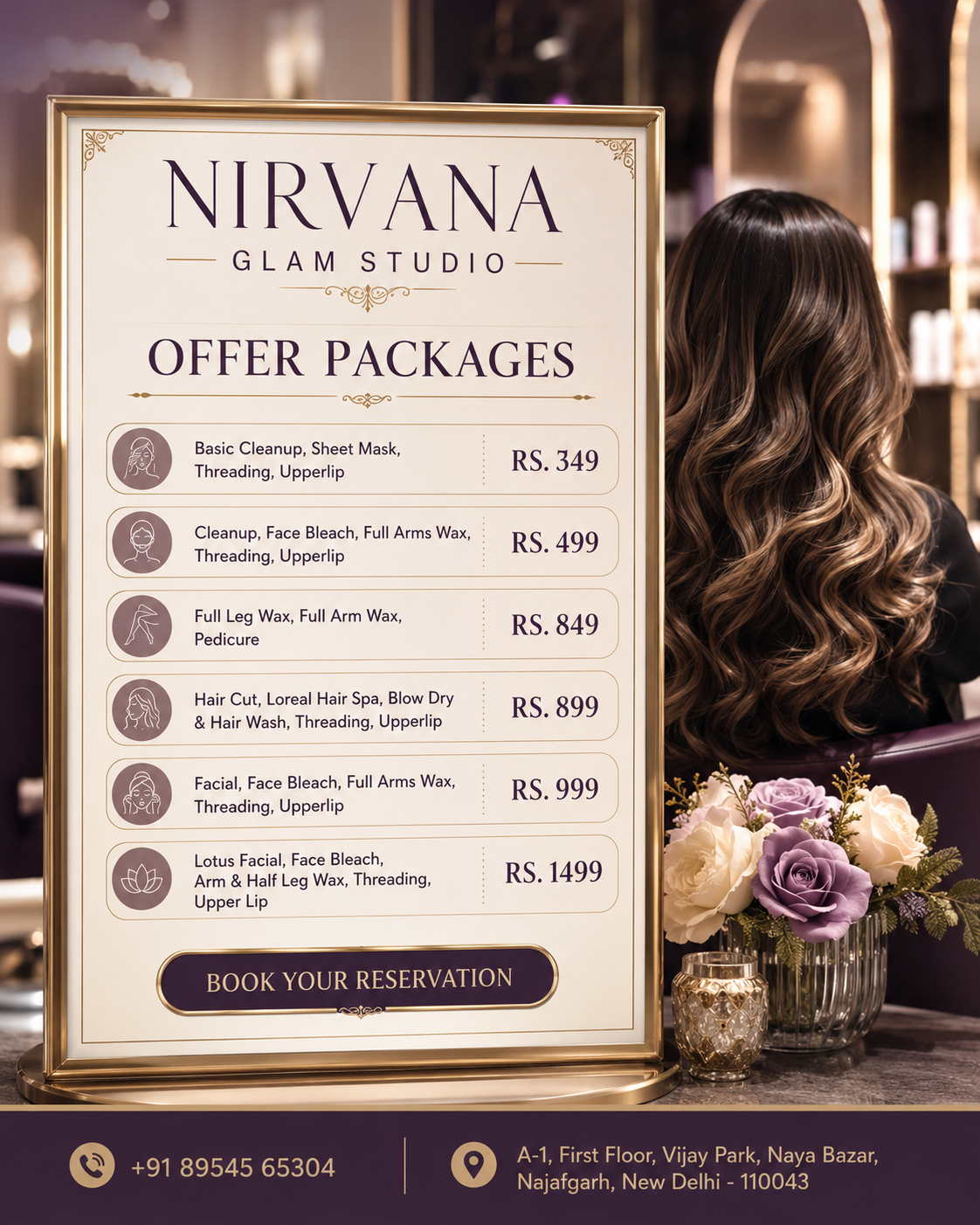 Nirvana Glam Studio offer package reference